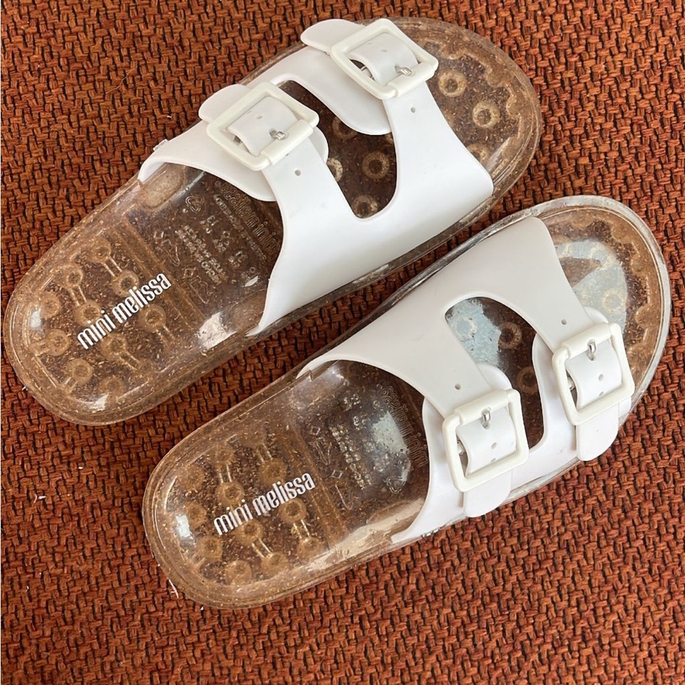MINI MELISSA WHITE AND GOLD JELLY SLIDE Size 1